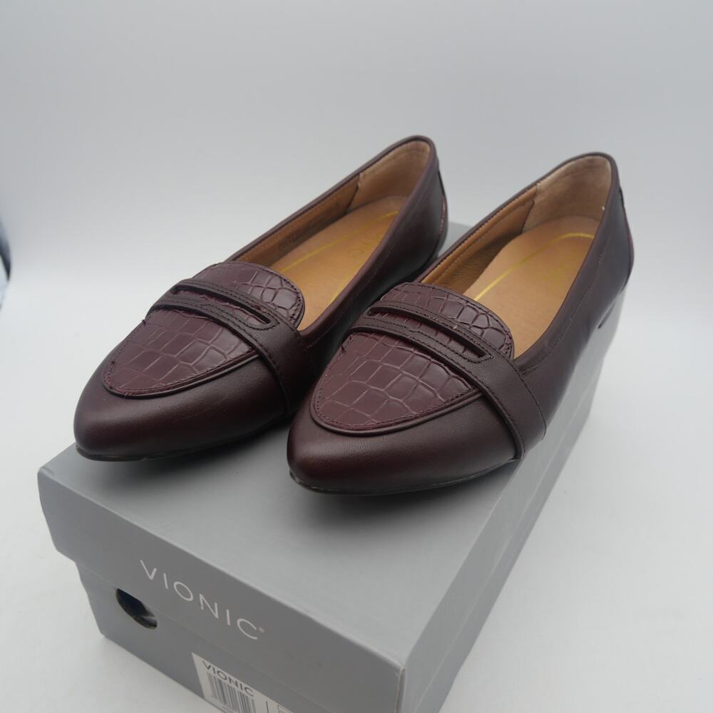 New Vionic Savannah Flats Loafers Shoes Women's 5 Wine Red - Picture 1 of 12